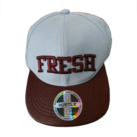 HUSTLE G "FRESH" Light Blue Maroon Snapback Hat Cap | Bailey Apparel - Picture 1 of 5